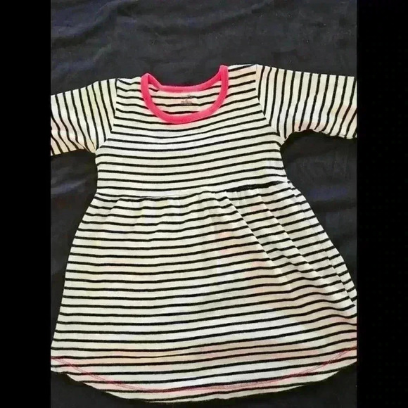Adorable Striped Dress with Pink Trim for Kids - Picture 1 of 4